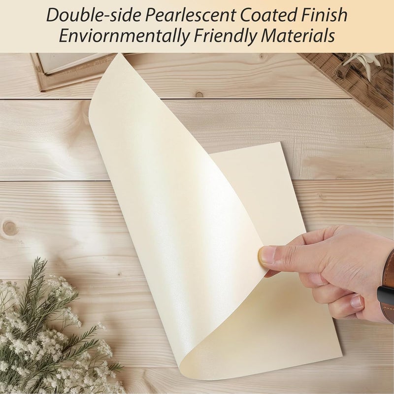 CREGEAR 25 Sheets Cream Shimmer Cardstock Printer Paper 8.5 x 11, 78lb/210gsm Glossy Card Stock, Premium Pearl Cardstock, Double Side Pearlescent Paper for DIY Craft, Christmas Card Making, Invitation - Image 4